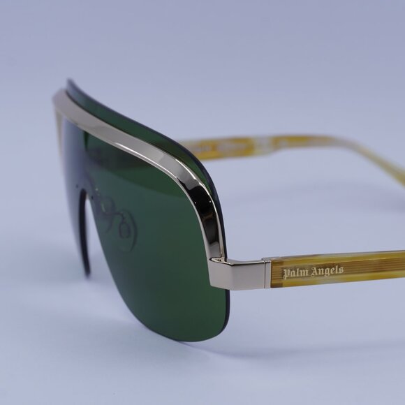 Palm Angels PERI10I KING 2455 Sunglasses Havana Gold Shield Frame, Green Lenses - Picture 9 of 11